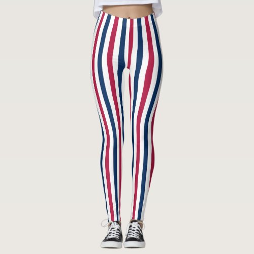 American USA Flag Stripes Red and Blue Leggings