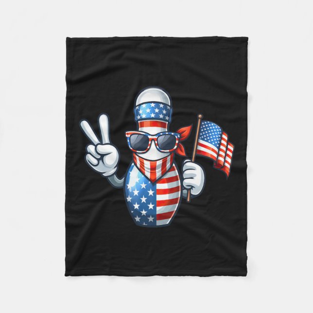 American Usa Flag Sungles 4th Of July Bowler  Fleece Blanket (Front)