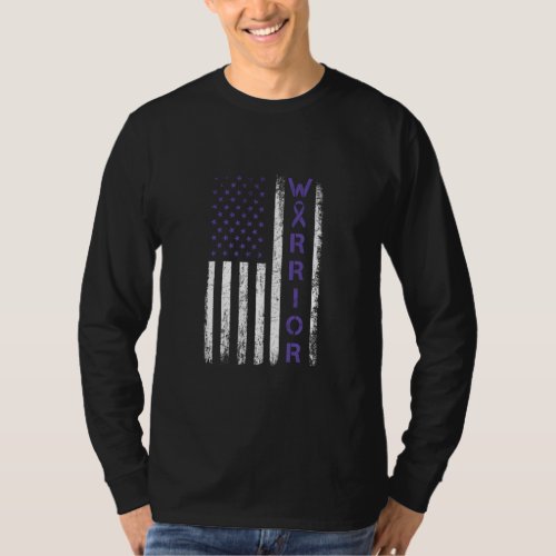 American Usa Flag Warrior  Crohns Disease Awarenes T_Shirt