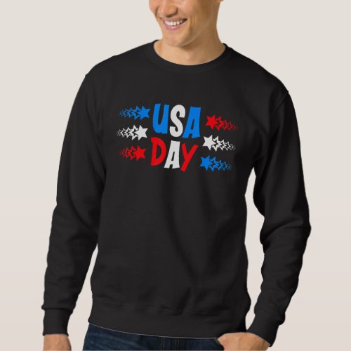 American Usa Fourth Of July 4th Red Blue Flag Colo Sweatshirt