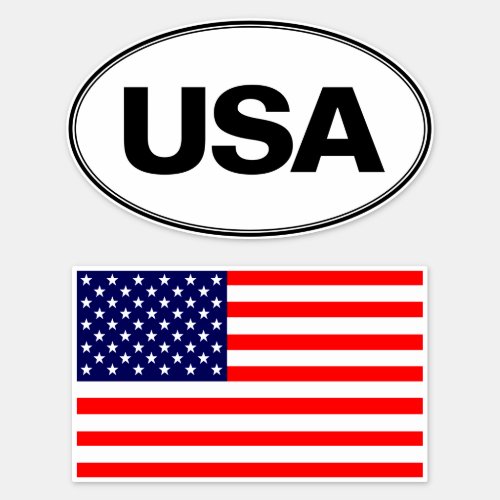 American USA Oval and Flag Vinyl Stickers