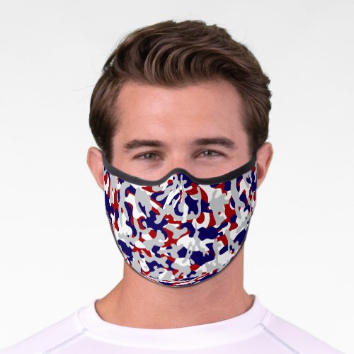 American USA Red White Blue Gray Camouflage Premium Face Mask