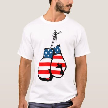 American Usa Stars Stripes Boxing Gloves Tshirt by funny_tshirt at Zazzle
