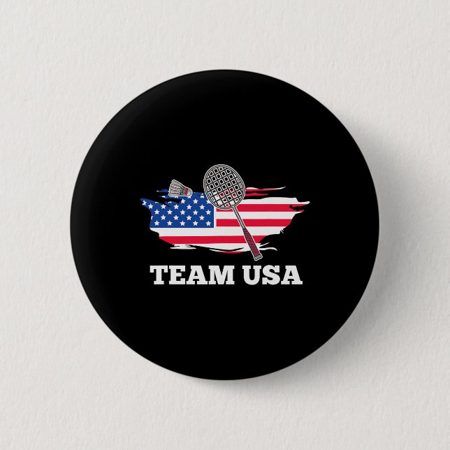 American Usa Team Shuttle Racket Badminton Player  Button (Front)