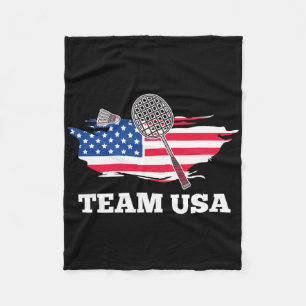 American Usa Team Shuttle Racket Badminton Player Fleece Blanket