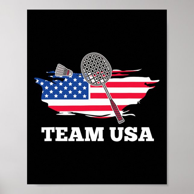 American Usa Team Shuttle Racket Badminton Player  Poster (Front)