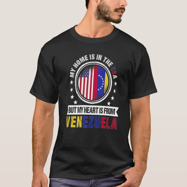 American Venezuelan Flag Heart Venezuela American  T-Shirt (Front)