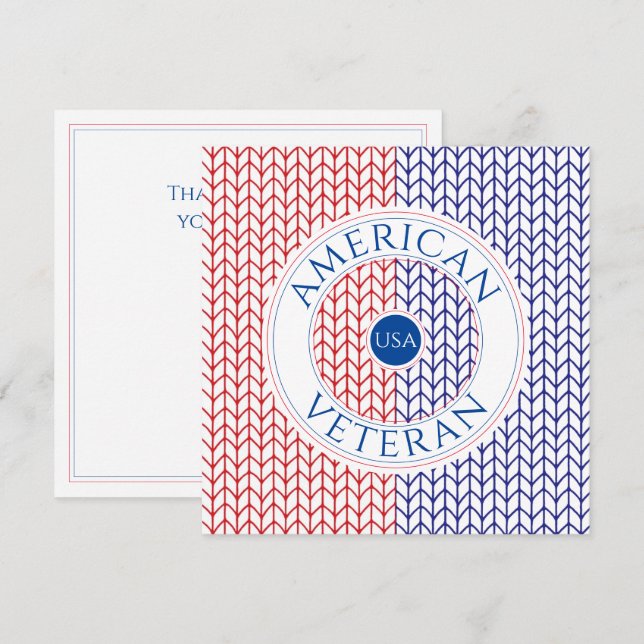 AMERICAN VETERAN 5.25 Square "Thank You" Flat Card (Front/Back)