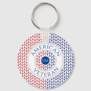 AMERICAN VETERAN Aluminum Circle Keychain 
