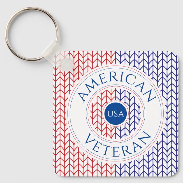 AMERICAN VETERAN Aluminum Square Keychain (Front)
