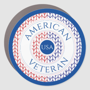 AMERICAN VETERAN Circle Car Magnet / Blue