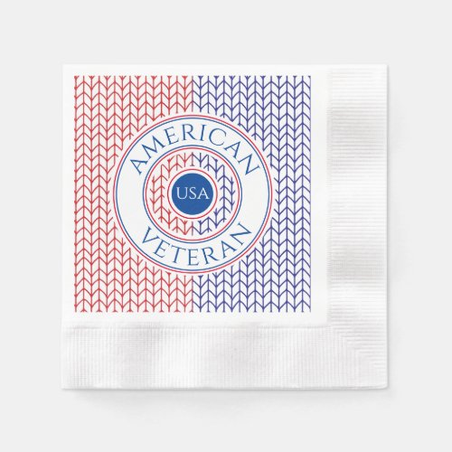AMERICAN VETERAN Coined Cocktail Paper Napkins