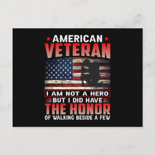 American Veteran I Am Not A Hero Invitation Postcard