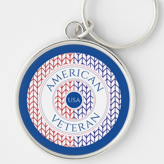 AMERICAN VETERAN Premium Round Keychain / Blue (Front)