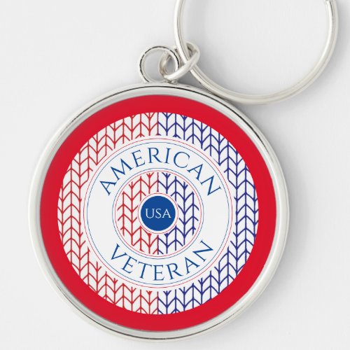 AMERICAN VETERAN Premium Round Keychain red