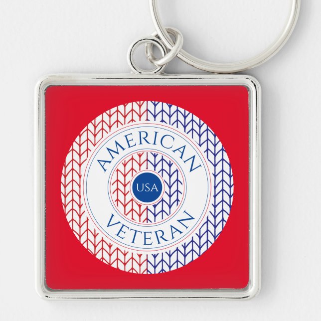 AMERICAN VETERAN Premium Square Keychain (red) (Front)