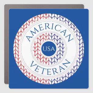 AMERICAN VETERAN Square Car Magnet / Blue