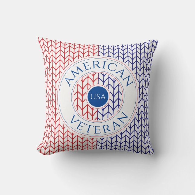 AMERICAN VETERAN Square Throw Pillow / White (Front)