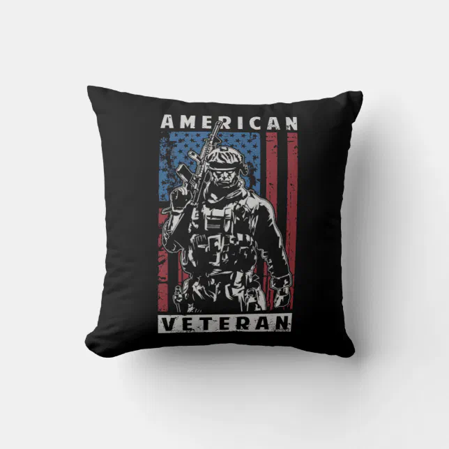 American Veteran Throw Pillow (Front)