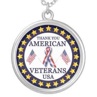 American Veterans 2 Silver Plated Necklace