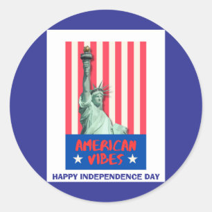 "American Vibes" Statue Liberty Custom Classic Round Sticker