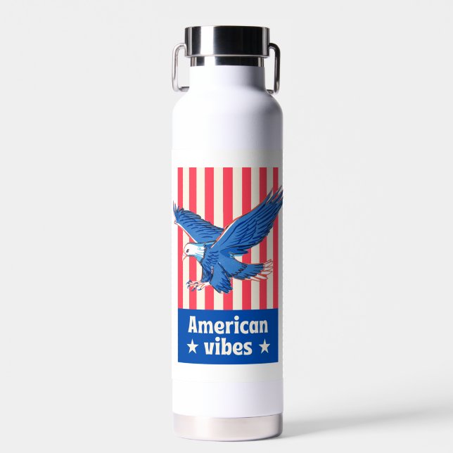 American Vibes Water Bottle – Patriotic & Bold USA (Front)