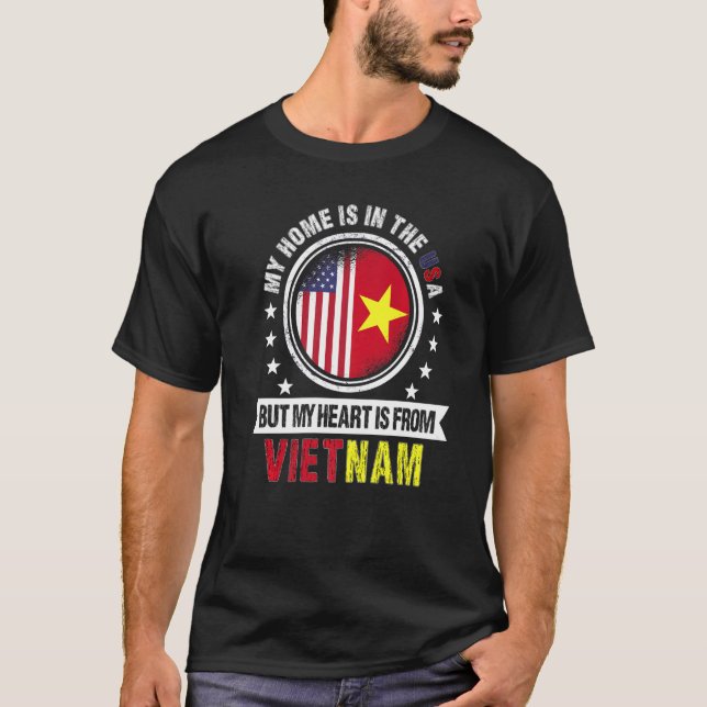 American Vietnamese Flag Heart from Vietnam Americ T-Shirt (Front)