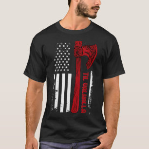 American Viking Ax Flag Til Valhalla Norse Mythol T-Shirt