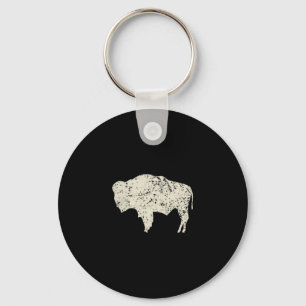 American Vintage Buffalo Men Women Silhouette Love Keychain