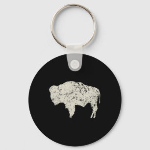 American Vintage Buffalo Men Women Silhouette Love Keychain