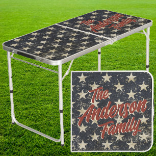American Vintage Stars Family Name Tailgate Beer Pong Table