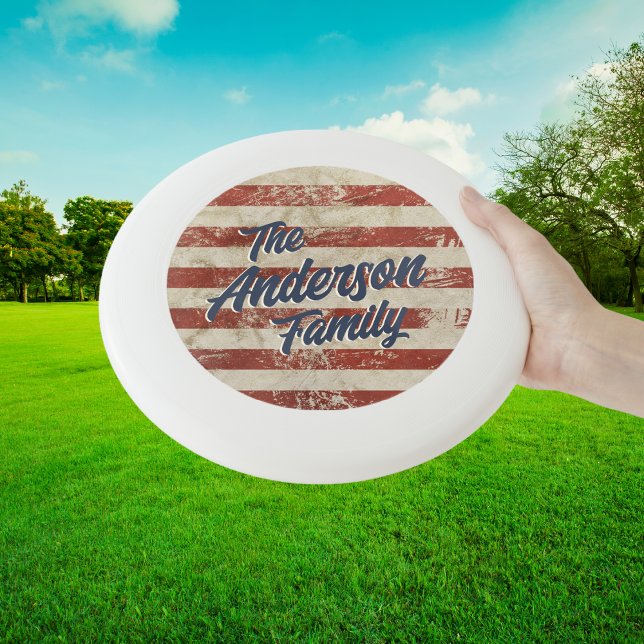 American Vintage Stripes Family Name Wham-O Frisbee (Creator Uploaded)