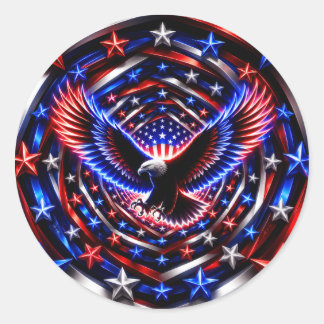 American Vision Spiral – Patriotic Eagle Optical I Classic Round Sticker