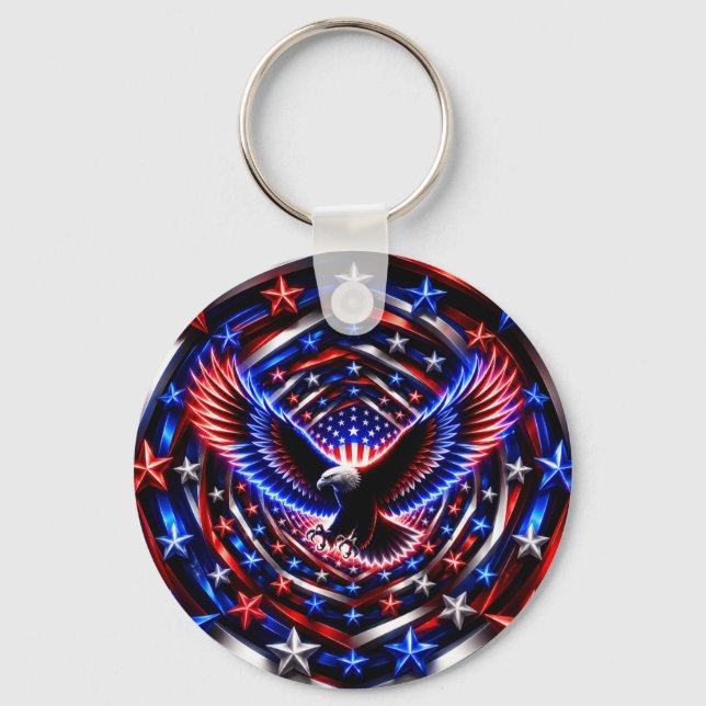 American Vision Spiral – Patriotic Eagle Optical I Keychain (Front)