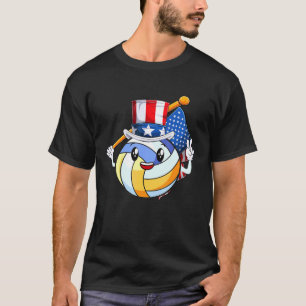 American Volleyball Fan 4th Of July Uncle Sam Usa T-Shirt