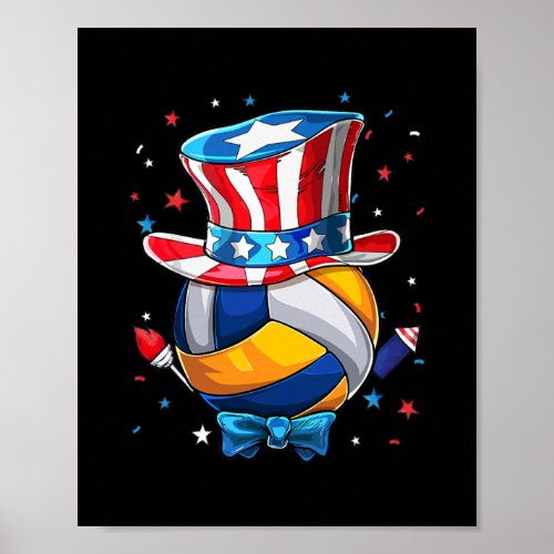American Volleyball Fireworks 4th Of July Poster