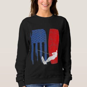 American Water Skiing Flag Wakeboard Skier Sports Sweatshirt