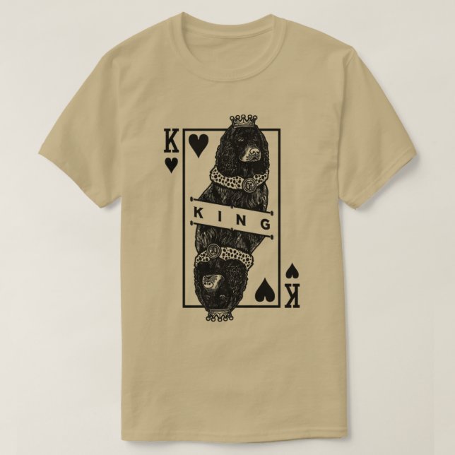 American Water Spaniel King Of Hearts Funny Dog Lo T-Shirt (Design Front)
