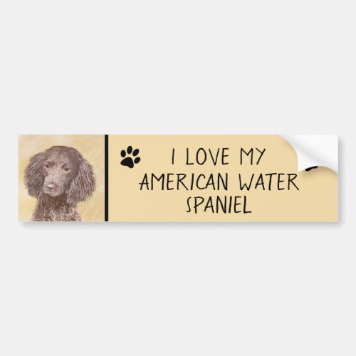 American Water Spaniel Painting _ Original Dog Art Bumper Sticker