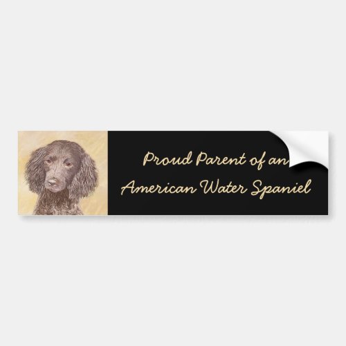 American Water Spaniel Painting _ Original Dog Art Bumper Sticker