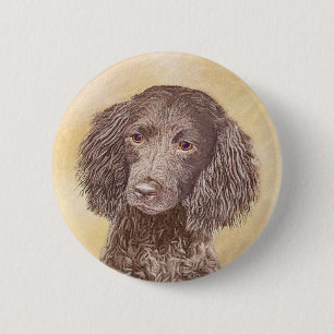 American Water Spaniel Painting - Original Dog Art Button