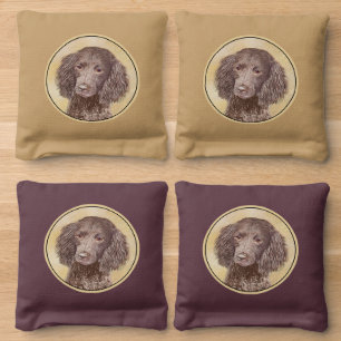 American Water Spaniel Painting - Original Dog Art Cornhole Bags