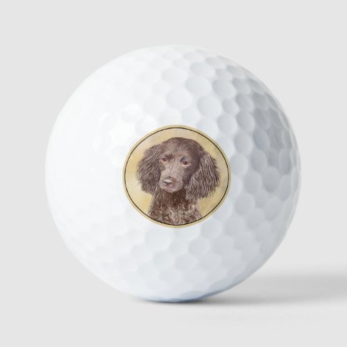American Water Spaniel Painting _ Original Dog Art Golf Balls