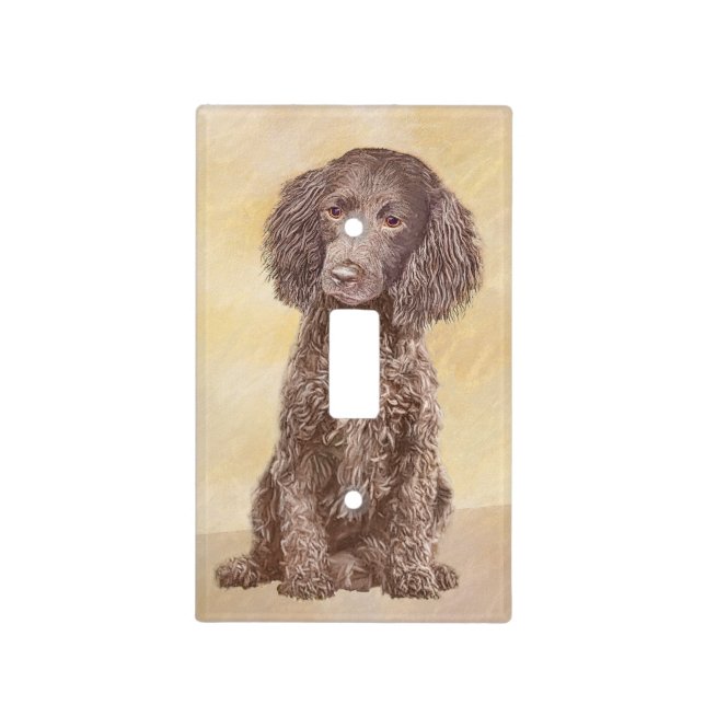 American Water Spaniel Painting - Original Dog Art Light Switch Cover (Front)