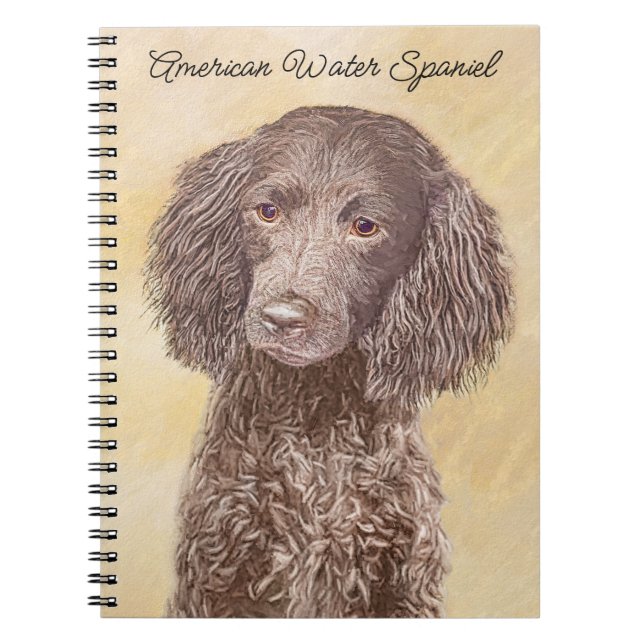American Water Spaniel Painting - Original Dog Art Notebook (Front)