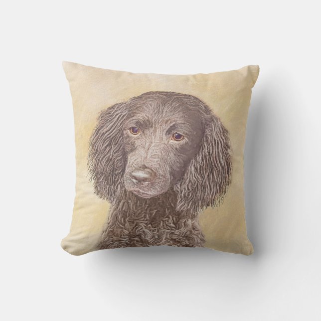 American Water Spaniel Painting - Original Dog Art Outdoor Pillow (Front)