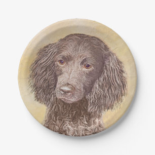 American Water Spaniel Painting - Original Dog Art Paper Plates