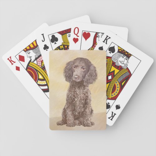 American Water Spaniel Painting _ Original Dog Art Playing Cards