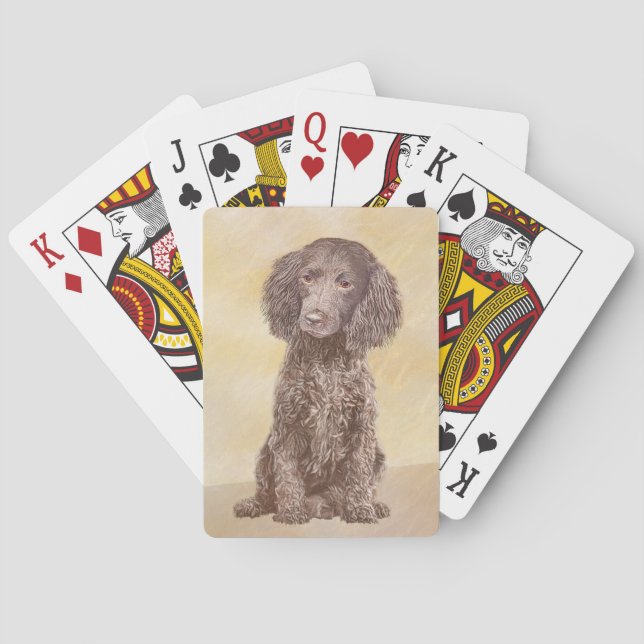 American Water Spaniel Painting - Original Dog Art Poker Cards (Back)