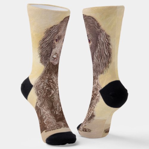 American Water Spaniel Painting _ Original Dog Art Socks